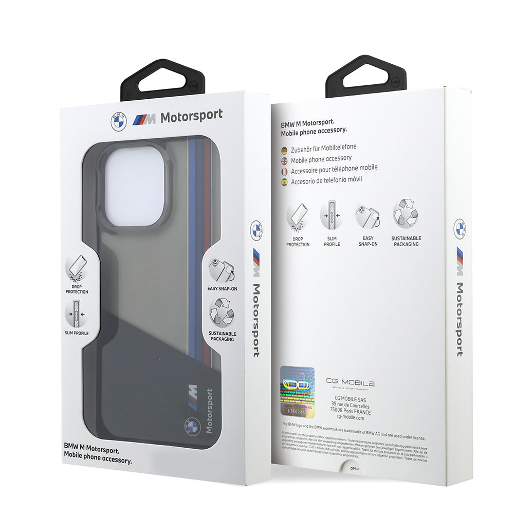 BMW iPhone 14 Pro Max Orjinal Lisanslı Yarı Transparan M Dizayn Çizgili Telefon Kılıfı BMW iPhone 14 Pro Max Orjinal Lisanslı Yarı Transparan M Dizayn Çizgili Telefon Kılıfı